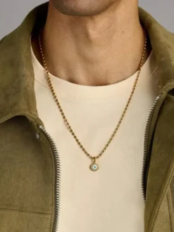 Gold Evil Eye Beaded Chain Necklace
