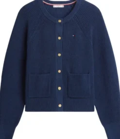 Gold-Tone Button Relaxed Cardigan