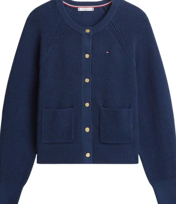 Gold-Tone Button Relaxed Cardigan