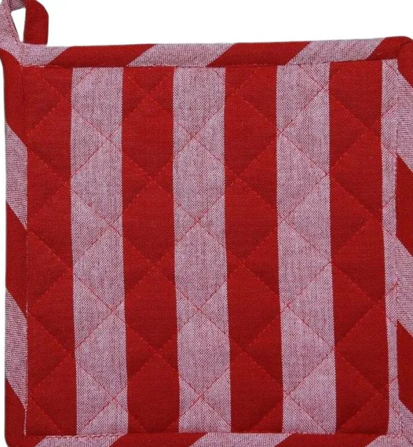 Grytlapp 22x22 cm BIRK - Randig dark red