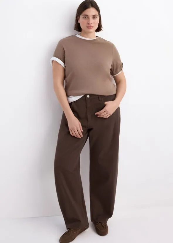 HIGH-WAISTED COTTON BARREL JEANS BET