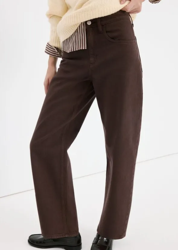 HIGH-WAISTED COTTON BARREL JEANS BET