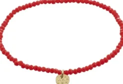 INDIE bracelet red, gold-plated