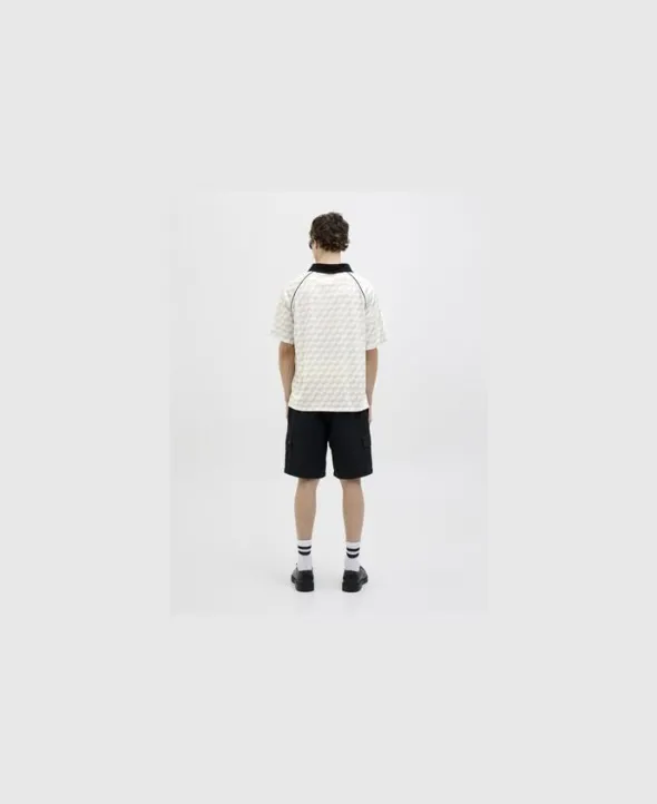 JCORETREAT AOP MESH OPEN COLLAR POL