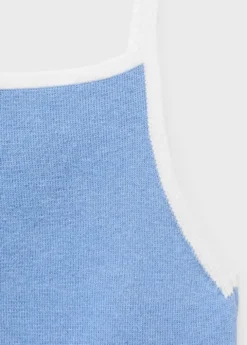 Knitted cotton blend top with contrasting trim