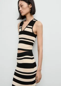 Knitted midi skirt with stripes