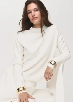 Knitted sweater with perkins neck