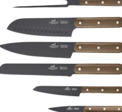 Knivset Phenix Walnut 6 delar Svart/Valnötträ