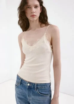 Lace detail knit top