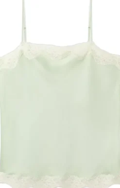 Lace detail satin top