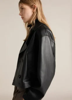 Leather effect crop jacket