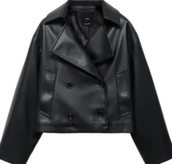 Leather effect crop jacket