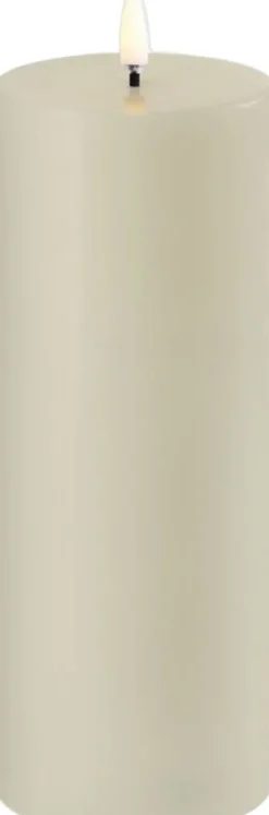 LED pillar candle, Oyster Grey, Smooth, 7,8x20 cm