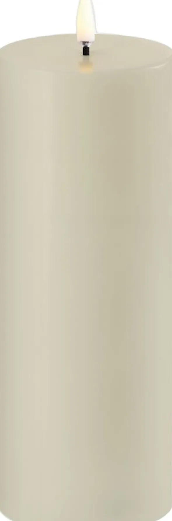 LED pillar candle, Oyster Grey, Smooth, 7,8x20 cm