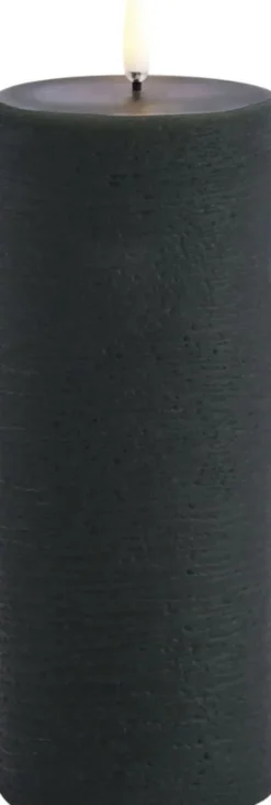 LED pillar candle, Pine green, Rustic, 7,8 x 20,3 cm (4/24)