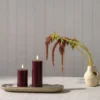 LED pillar candle, Wine red, Smooth, 5,8x15,2 cm