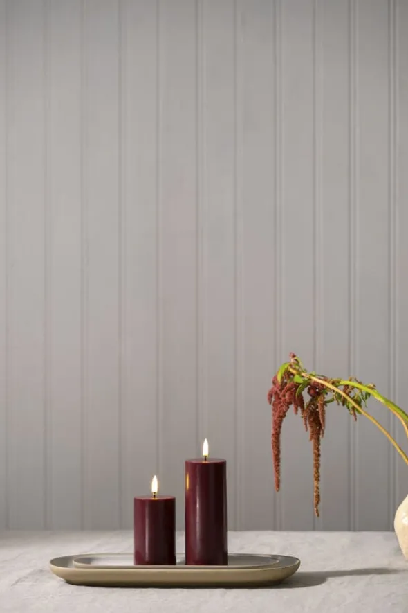 LED pillar candle, Wine red, Smooth, 5,8x15,2 cm