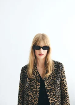 Leopard-print jacket with buttons