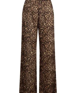 Leopard-print satin trousers