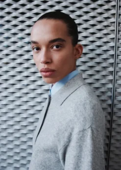 Long-sleeved polo-neck sweater