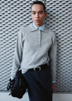 Long-sleeved polo-neck sweater