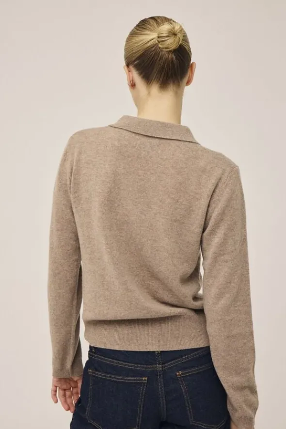 Mabel 15 Langærmede polo strikcardigan - 100% Cashmere