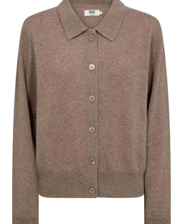 Mabel 15 Langærmede polo strikcardigan - 100% Cashmere