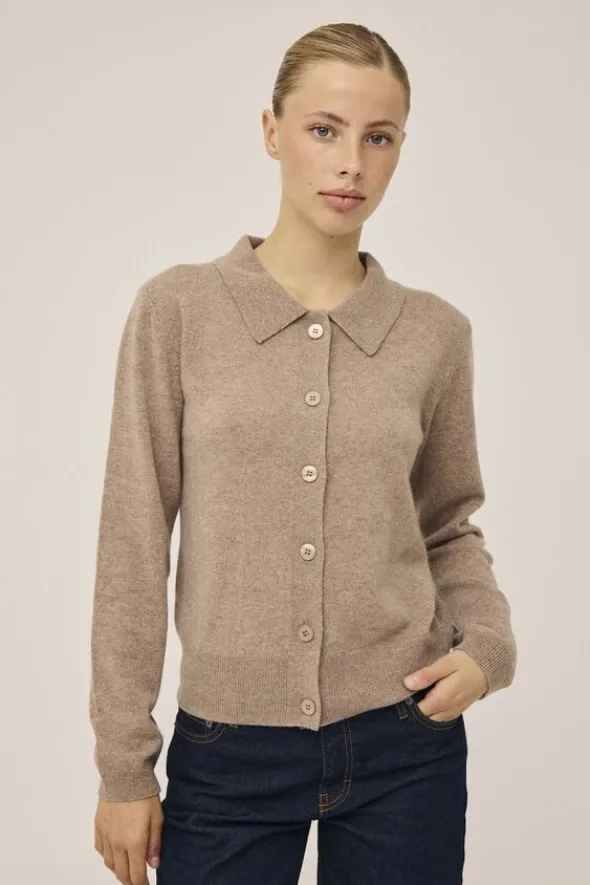 Mabel 15 Langærmede polo strikcardigan - 100% Cashmere