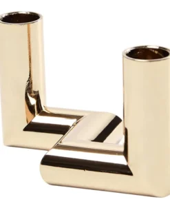 MATRIX Candle Holder - 2'arm Mini Taper - Warm Brass - 7,5 x 4,5 CM