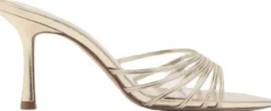 Metallic strappy heeled sandal