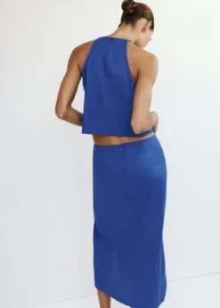 Midi skirt in a linen-cotton blend