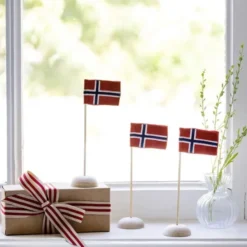 Mini bordflag med Norske flag