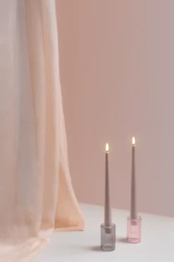 MM LED taper candle, Silk, Slim, Light rose, 2-pack, 23x250 mm