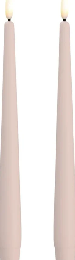 MM LED taper candle, Silk, Slim, Light rose, 2-pack, 23x250 mm