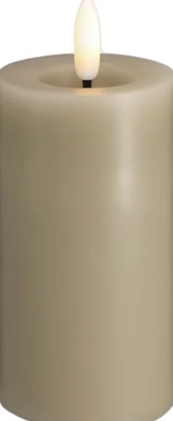 Moods & More - LED Pillar Candles, Silk, Melted, Kit grey, 49x100 mm