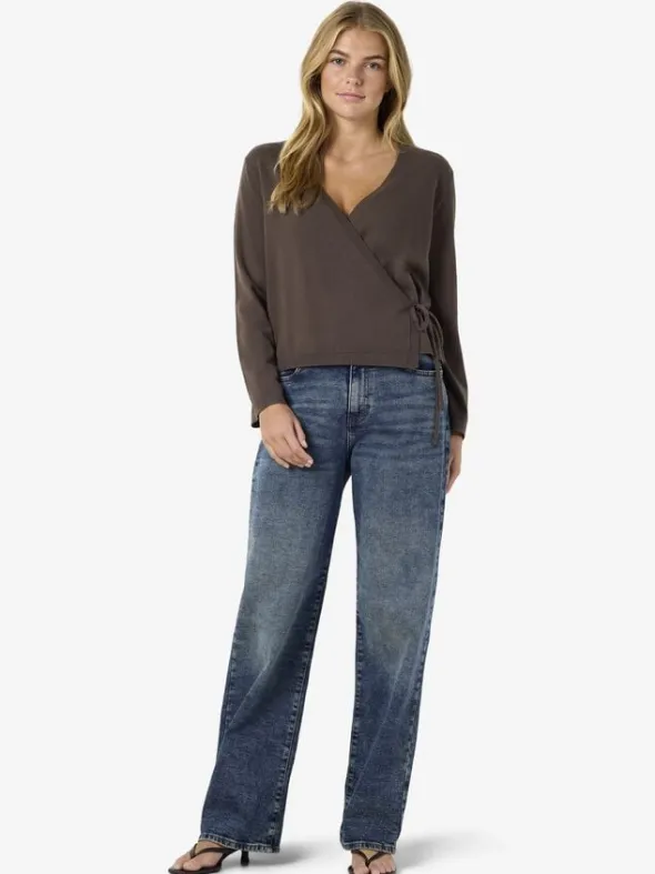NMSHYLA L/S V-NECK TIE KNIT CARDIGA