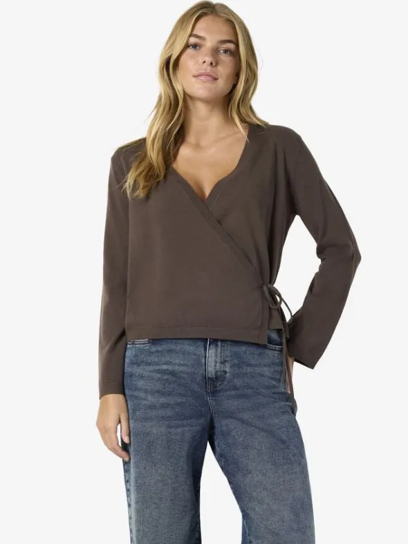 NMSHYLA L/S V-NECK TIE KNIT CARDIGA
