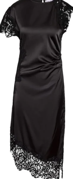 NMWREN S/S SATIN LACE LONG DRESS