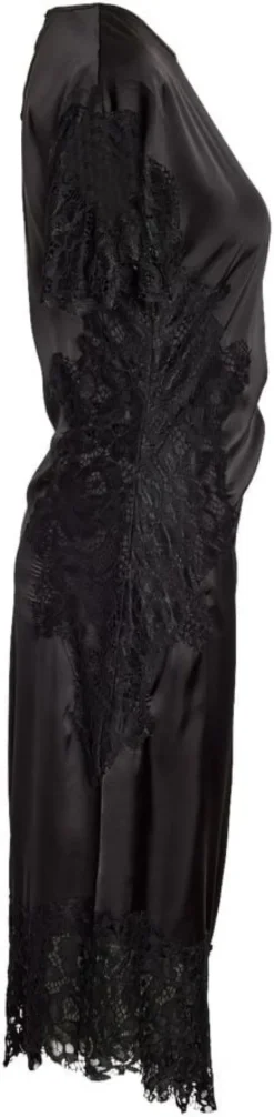 NMWREN S/S SATIN LACE LONG DRESS