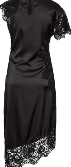NMWREN S/S SATIN LACE LONG DRESS