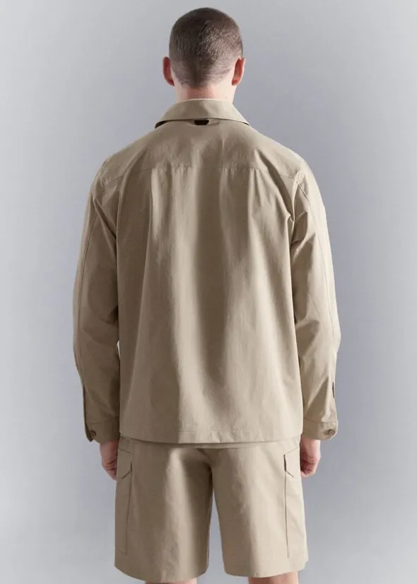 Non-iron overshirt pocket