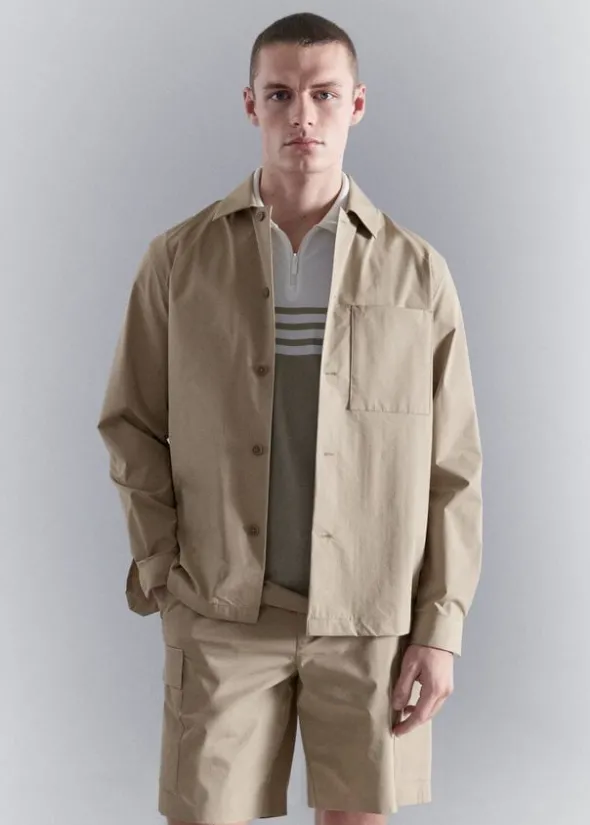 Non-iron overshirt pocket