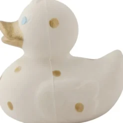 Oli & Carol - Lille Badeand - Hvid m. guld prikker 8cm.
