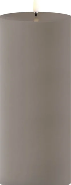 Outdoor LED pillar candle, Sandstone, 8,4x20 cm