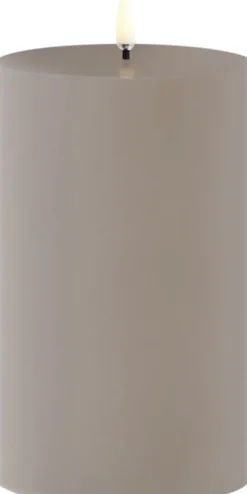 Outdoor LED pillar candle, Sandstone, 8,4x15 cm
