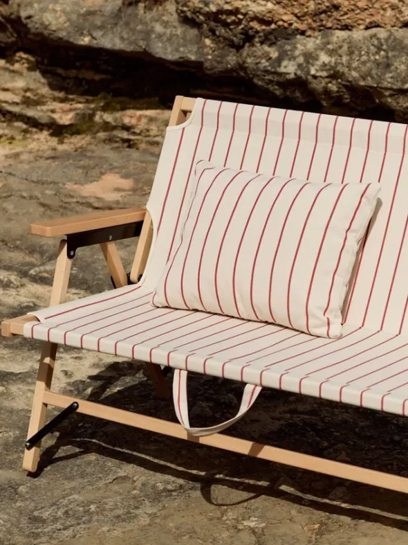 Outdoor Market Cushion - 45 x 35 - Beige with red stripe