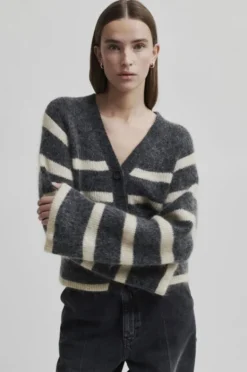 Ovalis Mohair Blend Knit Wide Sleeve Cardigan