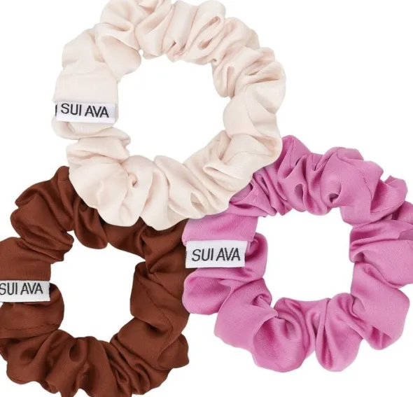 3-Pack Ruched Ribbon Scrunchies
