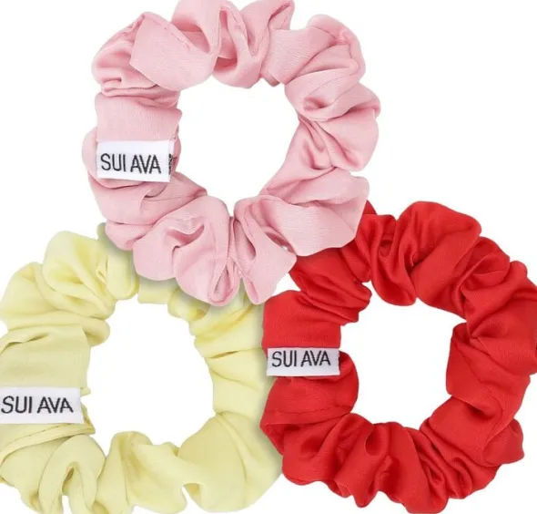 3-Pack Ruched Ribbon Scrunchies