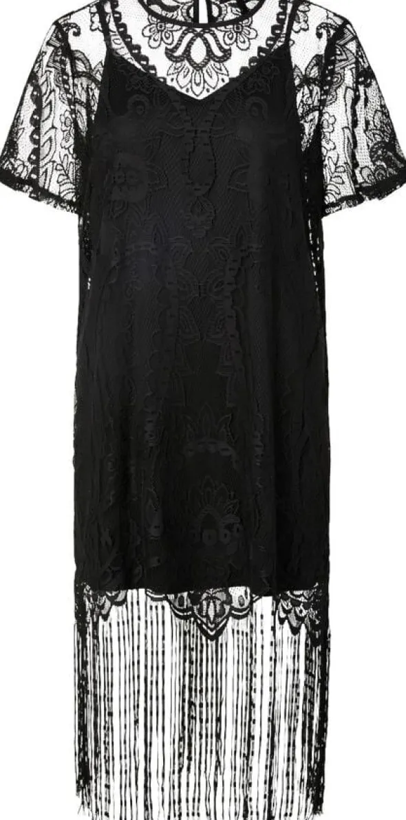 PCCLAIR SS SHORT LACE TASSELS DRESS